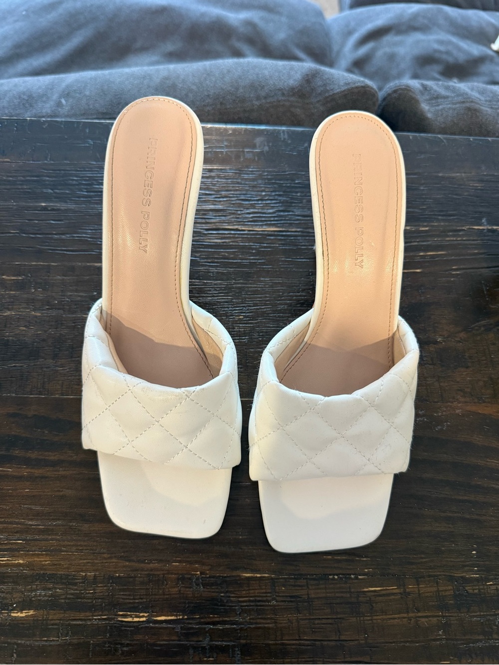 Princess Polly Quilted Slide Mules in White